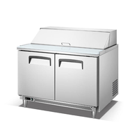 Réfrigérateur-congélateur de comptoir à double porte pour salades, pizzas, méga-bar, sandwichs, table de préparation