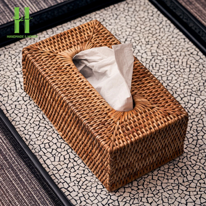 Meilleure vente couvercle de boîte à mouchoirs en rotin carré en osier tissé à la main porte-mouchoir naturel pour salon et salle de bain fabriqué au Vietnam - Product Image 2