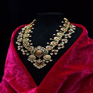 <b>Indian</b> Moissanite Stone 925 Sterling Silver Necklace <b>Set</b> for Women Bridal <b>Jewelry</b> Traditional Design with Modern Luxury Sparkle - Product Image 1