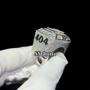Bague de championnat Hip Hop pour homme en moissanite, argent 925, sur mesure, style rappeur, sertie de pierres, plaqué rhodium, sertissage à griffes - Product Image 4