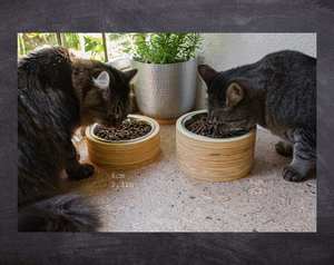 Pet Feeder Solid Bamboo <b>Stand</b> With Ceramic <b>Bowls</b> Elevated <b>Cat</b> Feeder Raised <b>Cat</b> <b>Bowl</b> - Product Image 5