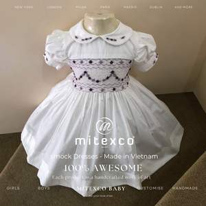 Mignonne robe blouse blanche et violette MITEXCO pour petite fille-robe personnalisée OEM ODM - Product Image 1