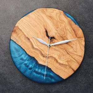 Horloge murale en bois de rivière en résine époxy noire la plus vendue horloge murale décorative à la main fabricant et exportateur indien - Product Image 3