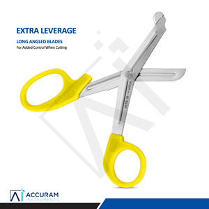 Ciseaux médicaux pour traumatisme, ciseaux à pansements jaunes, 14,5 cm, acier inoxydable, à angle, à bout arrondi, pour urgences, chirurgie, hôpital, paramédicaux, infirmières - Product Image 3