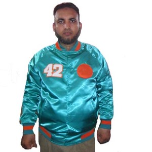 College Embroidery Polyester Bulk Wholesale Custom Breathable Eco-Friendly Mens Winter Varsity Baseball Bomber Satin Jacket - Product Image 3