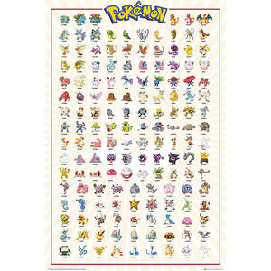 German Version Pokmon Anime <b>Poster</b> Featuring Kanto 151 Character <b>Poster</b> - Product Image 1