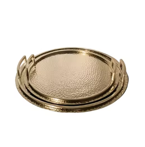 High Quality Handcrafted Designer Aluminium <b>Serving</b> <b>Tray</b> Modern Luxury <b>Gold</b> Silver Set for Home & Restaurant Decorative Purpose - Product Image 3