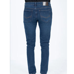 Jeans à carreaux de haute qualité pour hommes coupe régulière couleur personnalisée multi-poches droite légère meilleure qualité jeans pour hommes de couleur bleu foncé - Product Image 6