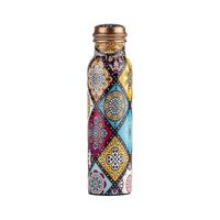 Bouteilles d'eau en cuivre pur de super qualité, fleur en cuivre de haute qualité, bouteille imprimée Meena Gym Yoga Utilisation par l'artisanat fait à la main