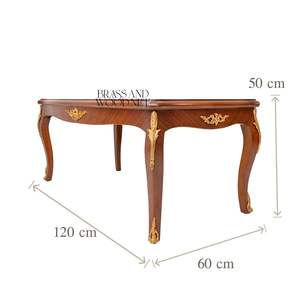 โต๊ะกาแฟไม้ทรงสี่เหลี่ยมหรูหรา พร้อมท็อปวีเนียร์ลายเพชร และตกแต่งด้วยทองเหลืองสีทอง สำหรับห้องนั่งเล่นสุดหรู - Product Image 6