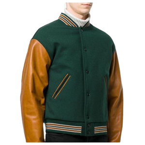 Chaqueta Varsity de Lana y Lona para Hombre, Bordada Personalizada, Cuello Alto, Logotipo Frontal, Mangas Largas Delgadas, Transpirable, Nueva Condición - Product Image 1