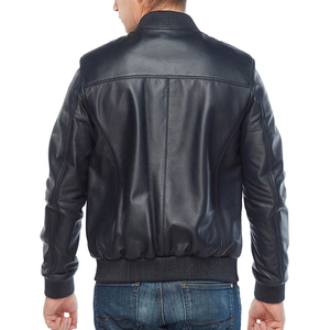 Diseño personalizado chaqueta de bombardero de cuero con capucha para hombre al por mayor ligero suave transpirable prendas de vestir exteriores logotipo personalizado impresión elegante - Product Image 2