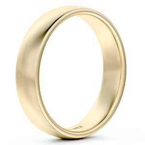 Alliance de mariage confortable en or jaune 14 carats (4 mm) avec pierre taille platine blanche certifiée IGI, plaquée or, motif amoureux - Product Image 5