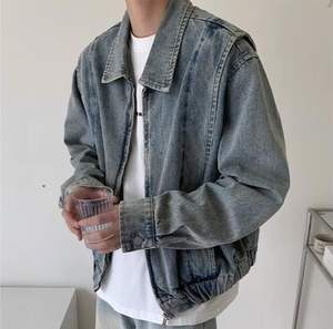 Nouvelle Arrivée Veste en Jean Tissé Déchirée à Boutons pour Homme, Conception Personnalisée de Haute Qualité, Style Décontracté Streetwear, Respirante, Lavée, Hiver - Product Image 5