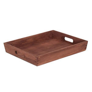 Plateau de service rectangulaire fait main en bois tendre et en métal écologique et décoratif pour les aliments du petit déjeuner à usage domestique - Product Image 1