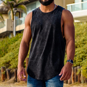 Customization Lightweight Soft Workout Fitness Sport <b>Running</b> Breathable Sleeveless Acid Wash <b>Singlets</b> tank Top for Men - Product Image 3