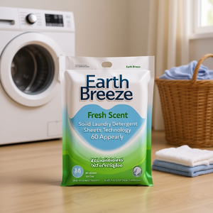 Feuilles de lessive solides Earth Breeze au parfum frais, 30 dosettes avec technologie sans liquide pour 60 lavages de vêtements - Product Image 3