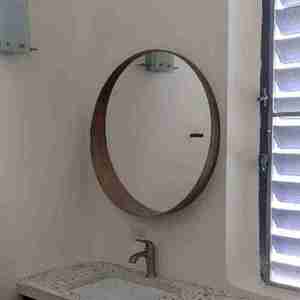 Haute demande avec un prix raisonnable Fabriqué en Inde Armoire à miroir de salle de bain Cadre en bois rond rond avec qualité d'exportation - Product Image 6