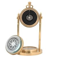 Horloge de table analogique en laiton antique élégante Horloge à quartz en verre vintage pour la décoration de la maison et du bureau Cadeau de mariage Fabriqué en métal durable