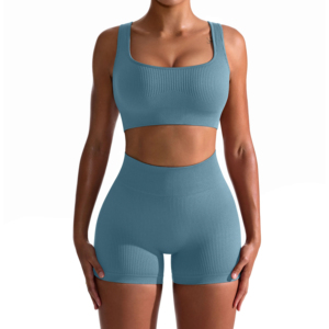 Logo personnalisé Streetwear femmes Shorts été solide ensembles sans manches haut court tricoté deux pièces ensemble Sexy Club Floral - Product Image 3