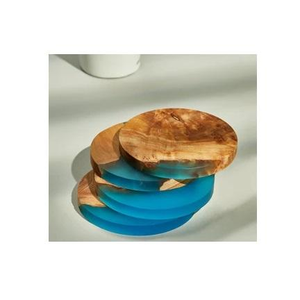 Sous-verre rond en résine écologique de luxe fait à la main avec taille personnalisée pour la décoration de la maison - Artisanat Saniya - Product Image 1
