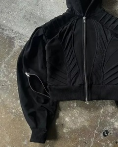 Sudadera con capucha de punto súper grande bordada a rayas para mujer Y2K High Street Hip Hop suelta Harajuku cremallera sudaderas con capucha de moda - Product Image 3