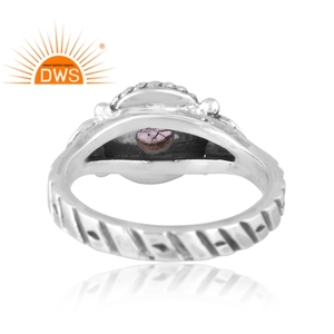 แหวนอัญมณีสังเคราะห์สีดำธรรมชาติสีเงินสเตอร์ลิงออกซิไดซ์ - Product Image 4