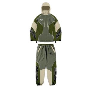 Conjuntos de chaqueta y pantalón con cremallera para hombre, chándal de nailon y poliéster con retazos de bloque de color personalizado al por mayor - Product Image 1