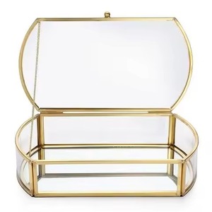 Boîte à bijoux en verre dorée décorative pour la maison, avec plusieurs tiroirs, cadre en métal fait à la main, pour le rangement des bijoux/maquillage - Product Image 4