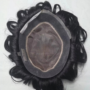 Prothèse capillaire bouclée pour homme en cheveux humains mono-base australiens - Cheveux Remy bruts d'Alibaba - Product Image 1