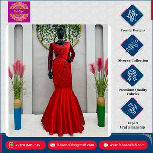 ชุดปาร์ตี้ผ้าไหมซาตินสำหรับผู้หญิงชุดปาร์ตี้หรูหราแบบดั้งเดิมของอินเดียและปากีสถานคุณภาพระดับพรีเมียม - Product Image 6