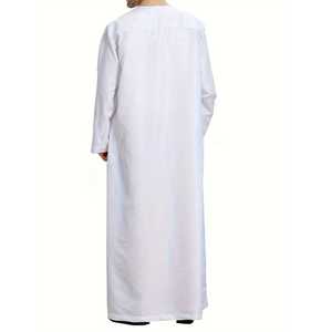 Robe de prière musulmane d'hiver pour hommes Jubba Thobe Thawb Jubbah Kurta Galabia Manteau Imame Vêtements arabes pour adultes Saisons printemps automne - Product Image 4