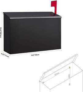 Precio de fábrica Buzón de tamaño mediano montado en la pared Acero galvanizado Estilo americano Fácil de montar Bandera bloqueable Decoración OEM ODM - Product Image 3