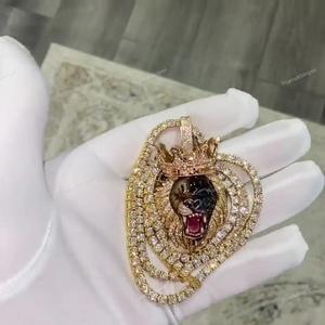 Direct Factory Price Trending GRA Moissanite Diamond Full Iced Lion Face <b>Chain</b> Necklace <b>for</b> Party Sterling <b>Silver</b> Hip Hop - Product Image 3