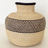 Nouveau Panier en Herbe de Mer Rond Fait Main avec Poignée, Élégant, Écologique, Multifonctionnel et Moderne pour le Rangement à la Maison et en Cuisine
