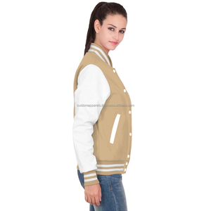 Quilted Cotton Varsity <b>Jacket</b> for Women <b>with</b> Custom Logo Embroidery and Breathable <b>Fleece</b> <b>Lining</b> - Product Image 3