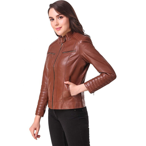 Hot Selling Unique Design Custom Color <b>Women</b> Leather <b>Jacket</b> / New Fashionable Long Sleeve <b>Women</b> Leather <b>Jacket</b> - Product Image 3