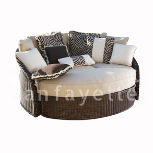 Lit de soleil circulaire en rotin moderne pour 2 personnes <span class=keywords><strong>Bali</strong></span> pour hôtels et villas pour <span class=keywords><strong>plage</strong></span> ou espace extérieur rond - Product Image 6