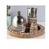 Ensemble de brûleur à bakhoor Mubkhar artisanal de haute qualité, biologique, écologique, durable, en bois d'acacia, multifonctionnel, coriandre