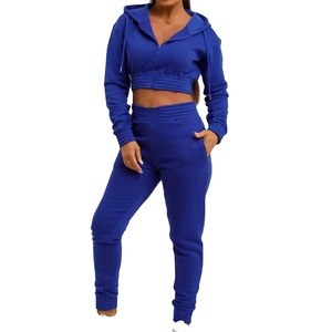 Traje de sudor lavado con ácido de diseño personalizado para mujer Top Nuevo chándal corto de talla grande con tops cortos Venta al por mayor Street Joggers Pants2026 - Product Image 1