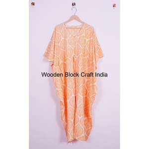 100% Cotton Floral <b>Kaftan</b> <b>Dress</b> for Women Lounge-Wear Casual <b>Style</b> for Spring Weddings and Parties Bridesmaids - Product Image 6