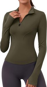 Camiseta de gimnasio de manga larga transpirable con cremallera para correr para mujer personalizada de OEM, ropa atlética de secado rápido, suministro al por mayor - Product Image 4