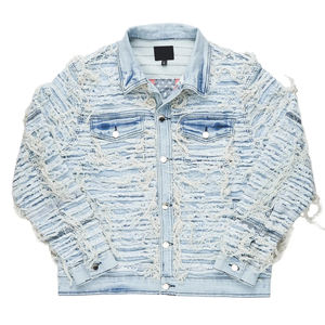 Vestes en jean de haute qualité pour hommes Veste en jean vintage en détresse Veste en jean coupe-vent coupe ajustée pour hommes - Product Image 4