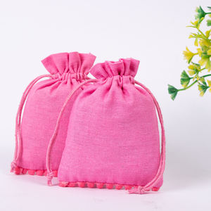 Handmade Light Pink Cotton Small Pouch Custom Logo Printed Drawstring Bag for <b>Packaging</b> Retail Brands Events Wholesale Available - Product Image 5