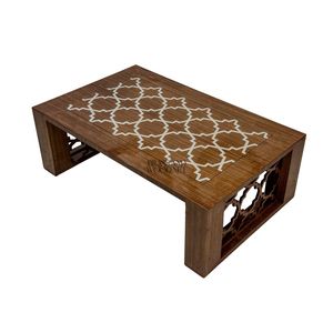 Table basse moderne avec design géométrique blanc et finition en bois de qualité supérieure pour une décoration élégante du salon - Product Image 3