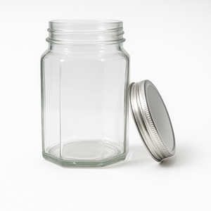 Tarro de vidrio Mason en relieve con tapa de metal almacenamiento hermético para uso doméstico perfecto para recetas de aperitivos - Product Image 2