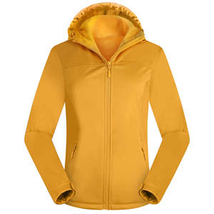 Veste d'extérieur à capuche respirante légère et imperméable coupe-vent pour femme, technique tricotée solide pour l'hiver - Product Image 1