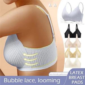 Sous-vêtement sans couture pour femme avec bonnet intérieur détachable Support d'anneau en acier Beau soutien-gorge arrière pour petite poitrine Design respirant - Product Image 5