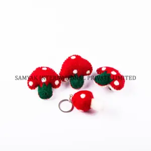 Top selling Felt Mushroom Keyring & Brooches 100% made of New Zealand merino wool | made by Nepalese local women artisan