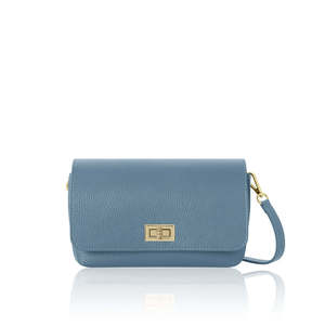 Bolso bandolera con solapa de cuero genuino italiano con cierre giratorio-PS702 - Product Image 1